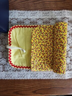 Handmade Cotton Storage Pouch -Yellow Calico Floral Print